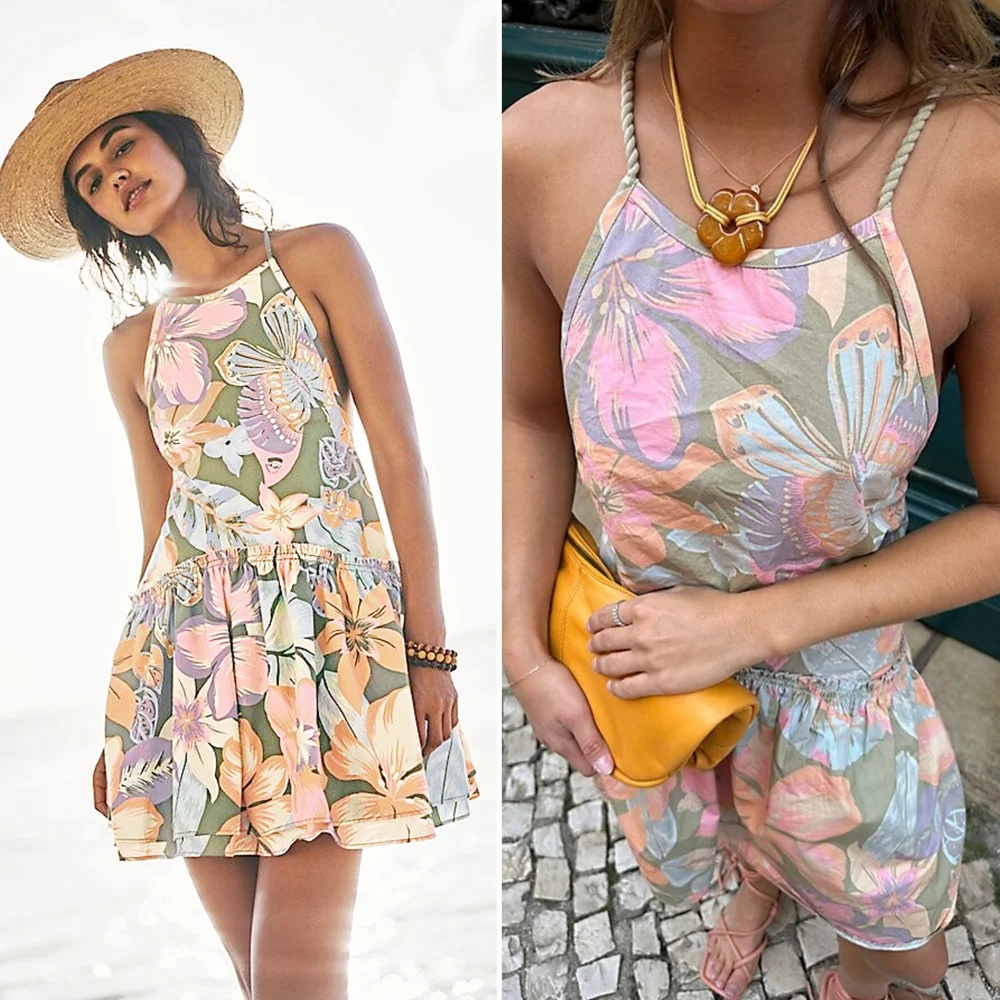 Free People, Deserted Island Open Back Mini Dress In Tropical Print - Picture 4 of 4